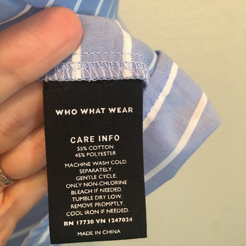 NWT Blue Striped Ruffle Button Down Blouse - Picture 6 of 6